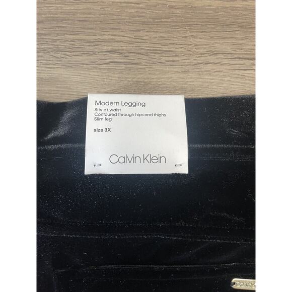 Calvin Klein Modern Essentials Pull On Elastic Waist Black Velvet Leggings 3X - Picture 7 of 9